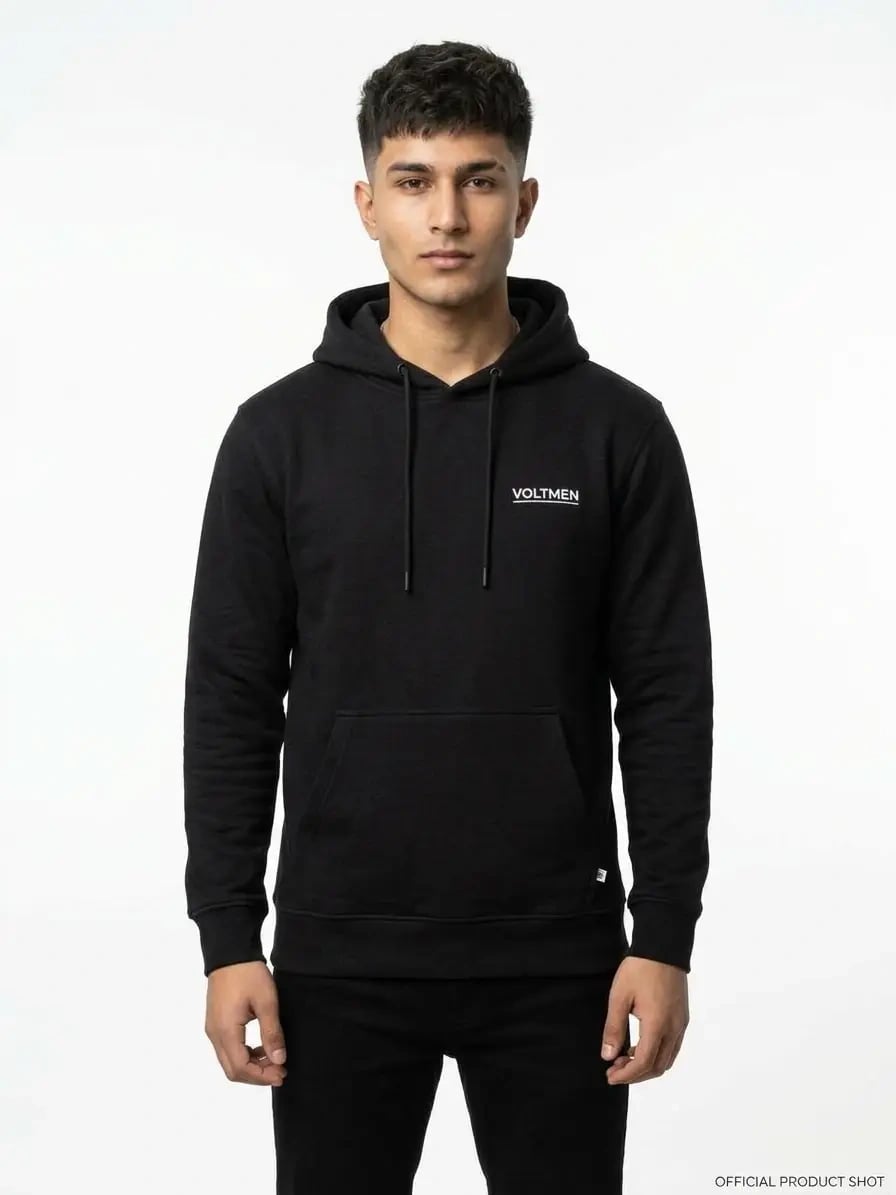 Plain Black Hoodie for Men in Pakistan | Voltmen — Hoodies by VoltMen