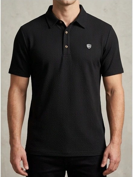 Textured Black Polo Shirt For Men In Pakistan