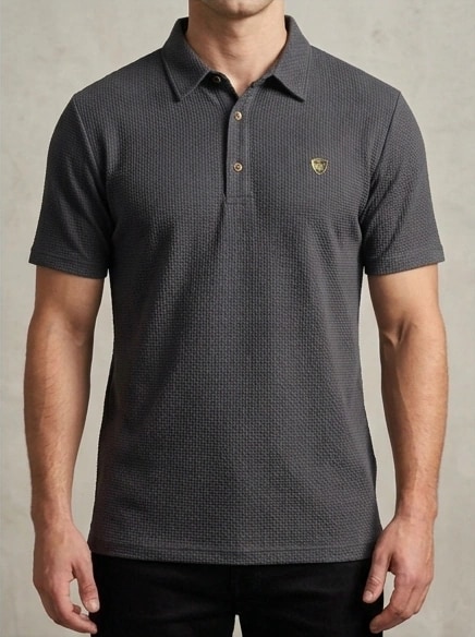 Textured Grey Polo T Shirt For Men In Pakistan